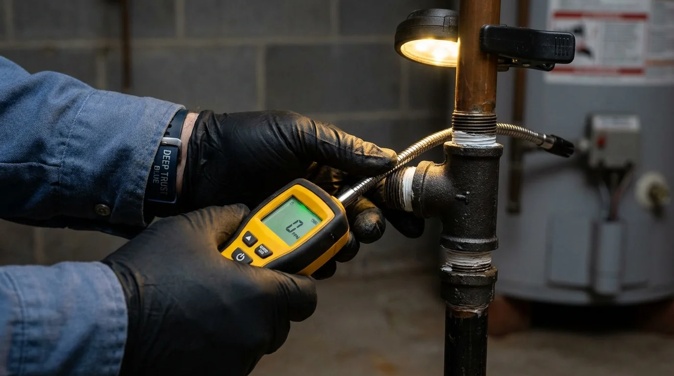 Gas leak detection with electronic sniffer by Johns Plumbing LLC in Hardin